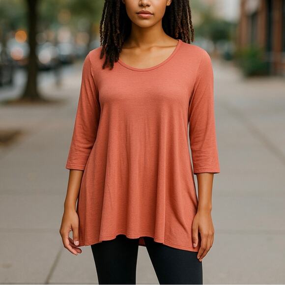 Peruvian Connection Coral Pink Avignon Tunic Top - Picture 1 of 10